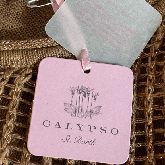 Calypso St. Barth Dress Womens Sz L Annelies sweater Knit one shoulder Metallic - Picture 9 of 11